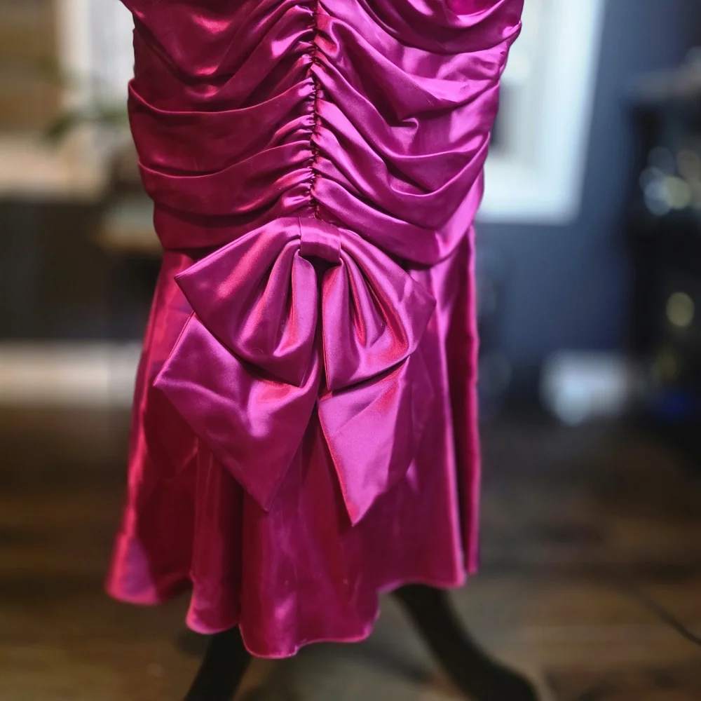 Stunning Magenta Satin Bow Dress - Picture 7 of 16